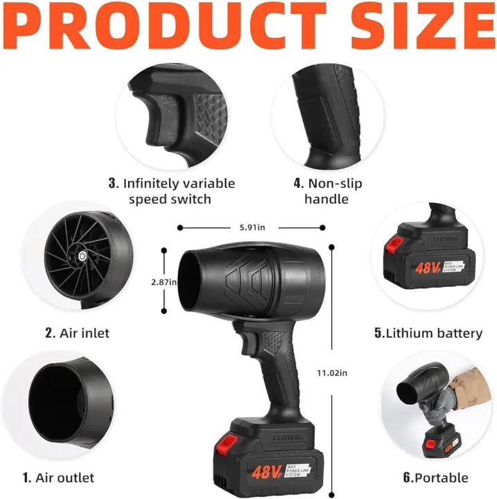 Cordless blower kit with charger and batteries