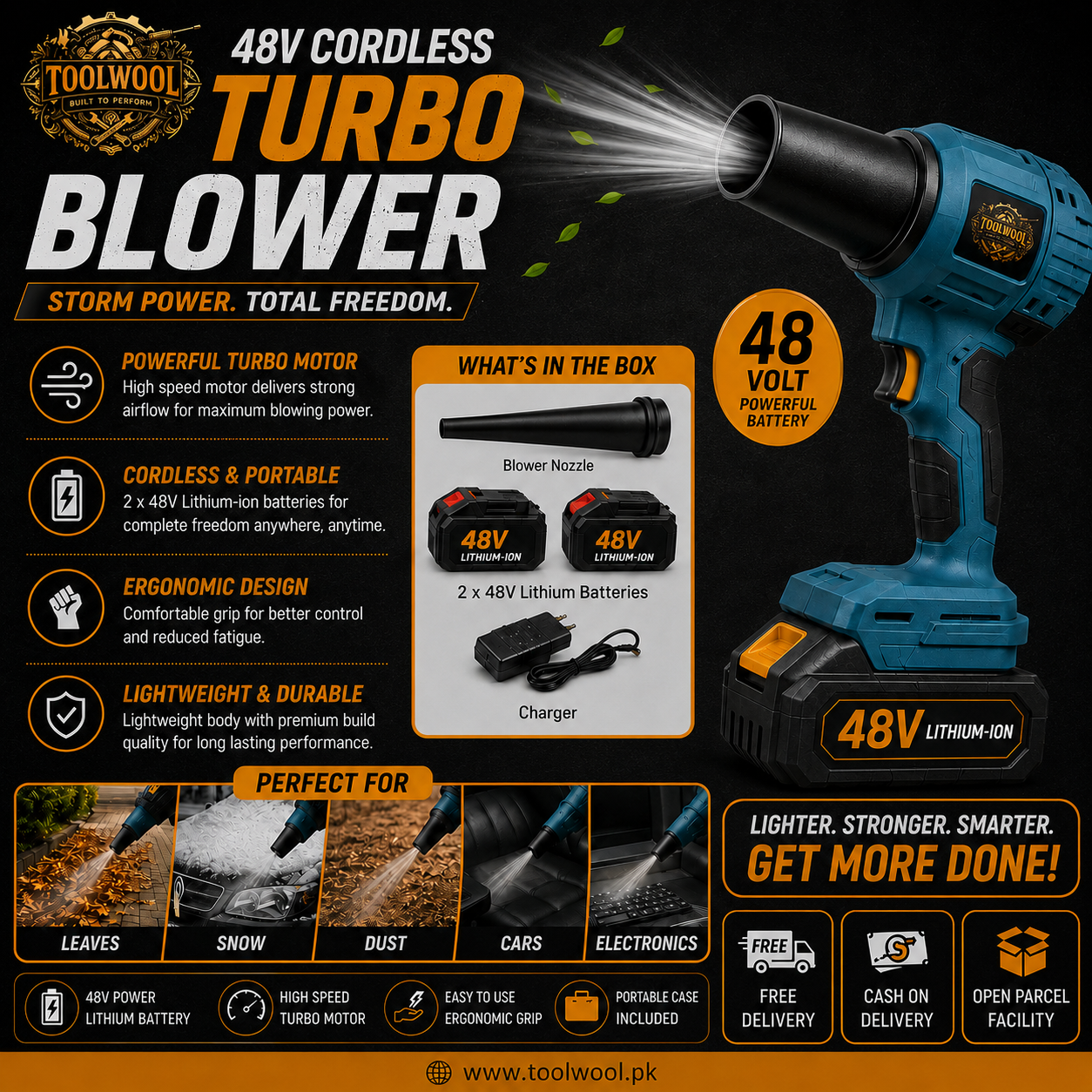 Cordless turbo jet blower with dual batteries Pakistan
