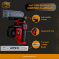 YAT 20V Brushless Electric Chainsaw | Powerful Cordless Wood Cutter with 2 Batteries, Chain Set & Accessories