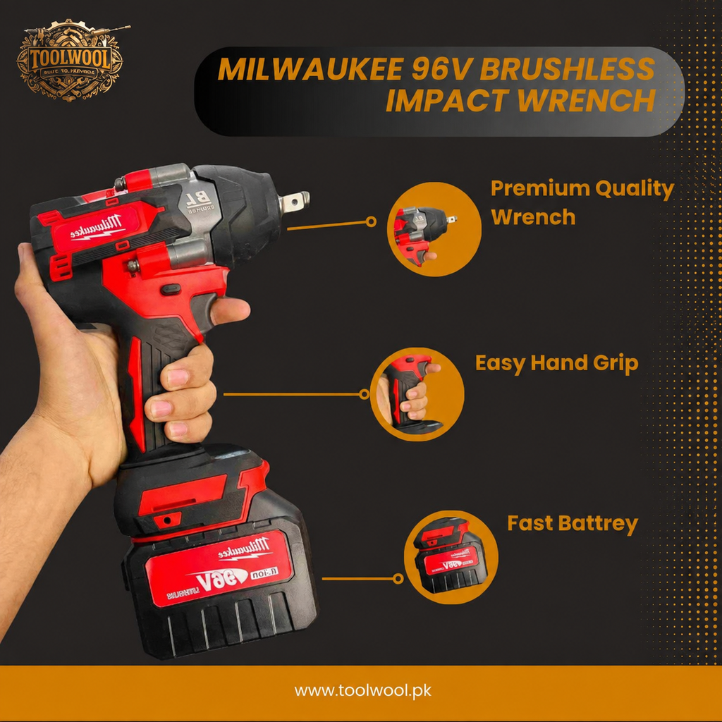 Milwaukee 96V Brushless Impact Wrench – Heavy Duty Cordless Nut Bolt Remover | 600Nm Torque | Dual Battery Kit