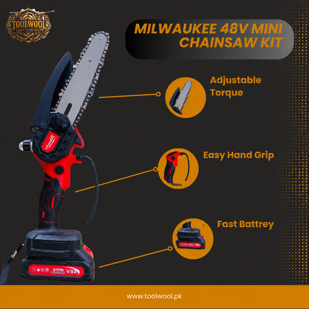 Milwaukee 48V Mini Chainsaw Kit – 6 Inch | 2 Batteries | High-Power Li-Ion 5.0Ah