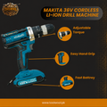Makita 36V Cordless Li-ion Drill Machine Kit (2 Batteries + Full Accessories)