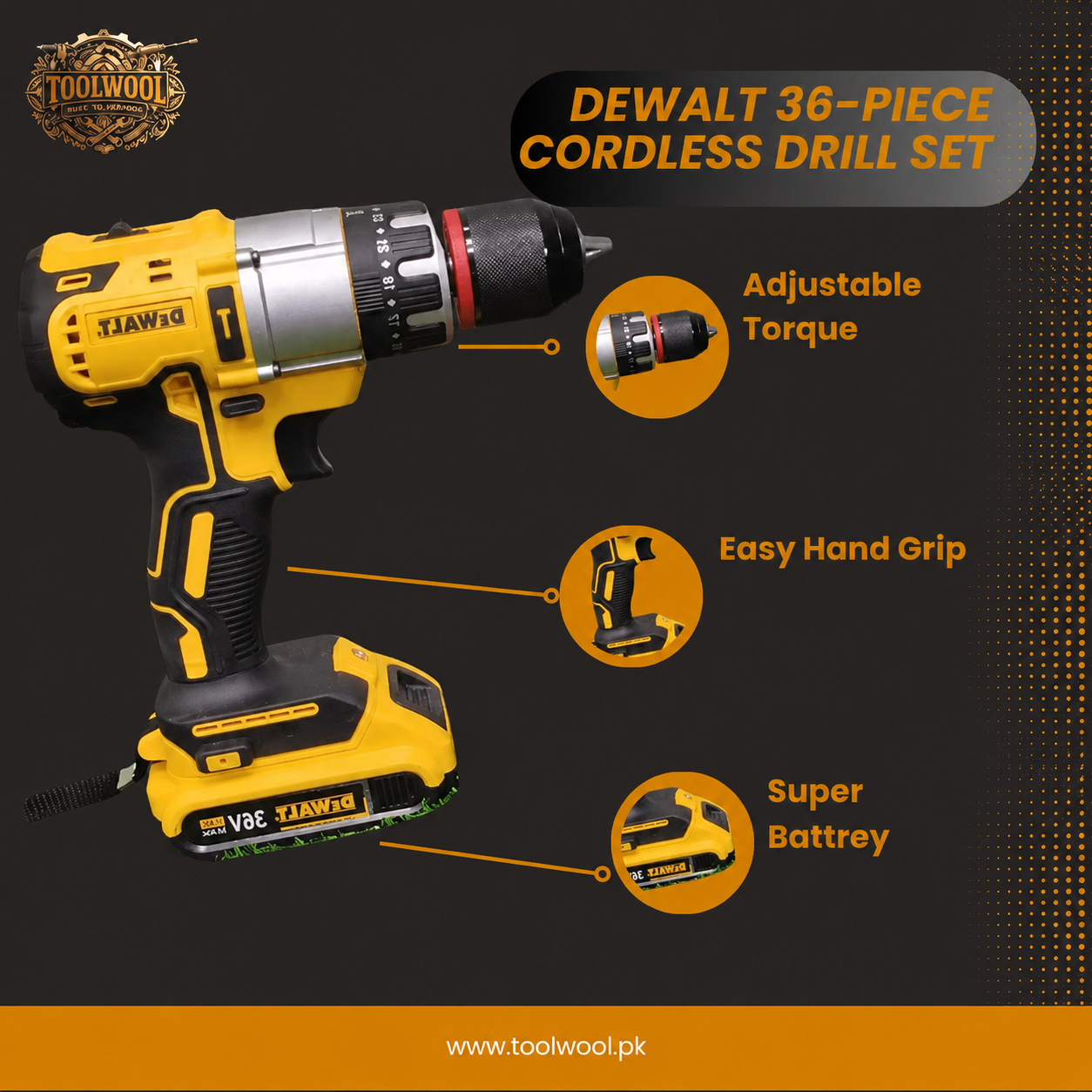 DeWalt 36V Hammer Drill | 42Nm Torque Concrete Crusher Pro Kit