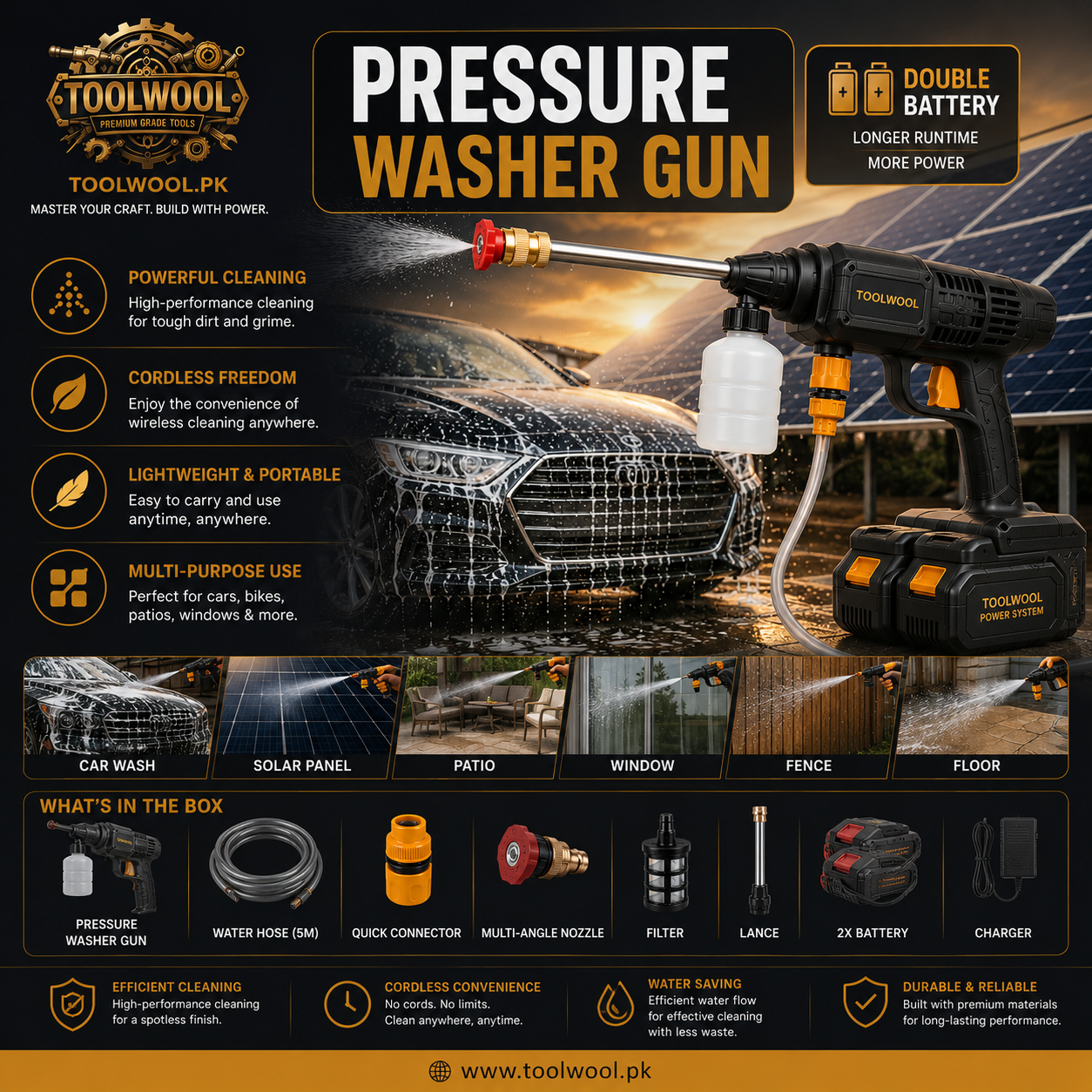 Portable cordless car washer gun complete kit Tools Wool