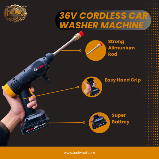 Bosch 36V Cordless Car Washer Machine – High Pressure Portable Cleaning Kit with Dual Batteries