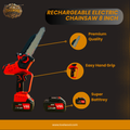 Rechargeable Electric Chainsaw 8 Inch | Powerful Cordless Wood Cutter with 2 Batteries & LCD Display