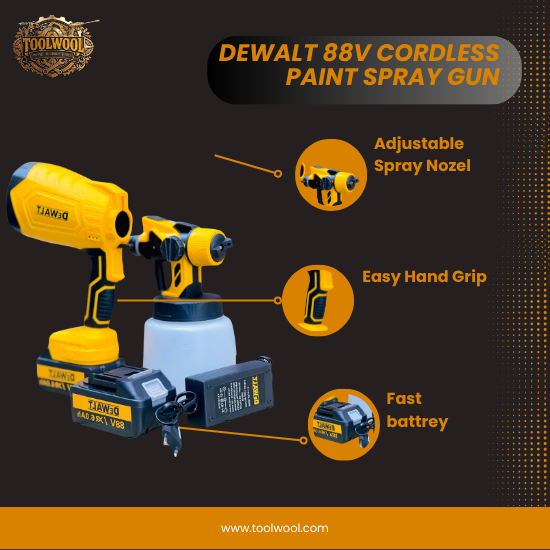 DEWALT 88V Cordless Paint Spray Gun – Portable Electric Spray Painter | 2 Batteries | 1000ml Tank
