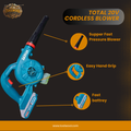 TOTAL 20V Cordless Blower | Lightweight, Compact & Powerful Dust Cleaner