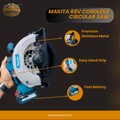Makita  88V Cordless Circular Saw – 7 Inch BL Motor | Dual Battery | Heavy Duty Wood Cutter