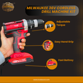 Milwaukee 36V Cordless Drill Machine Kit – 2 Batteries + Full Tool Set + Carry Case