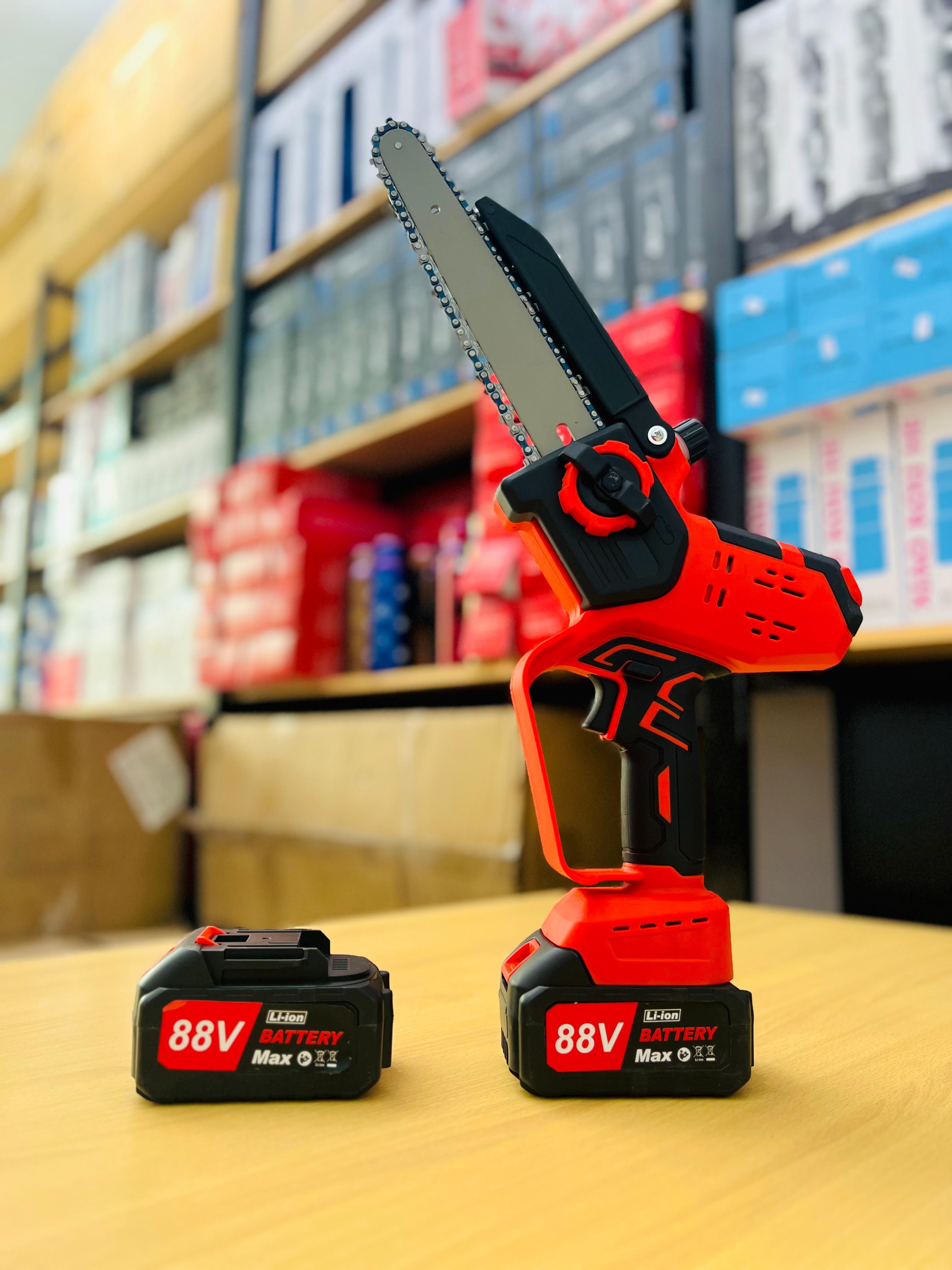 Rechargeable Electric Chainsaw 8 Inch | Powerful Cordless Wood Cutter with 2 Batteries & LCD Display