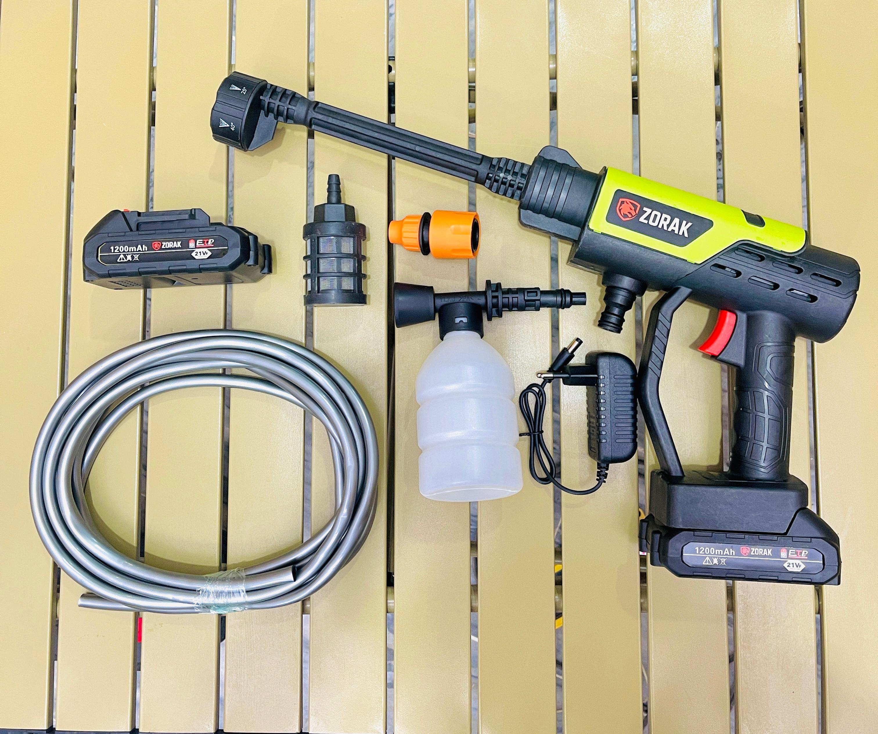 ZORAK Cordless High-Pressure Car Washer – 2 Batteries | Foam Cannon | Portable Jet Cleaning Kit