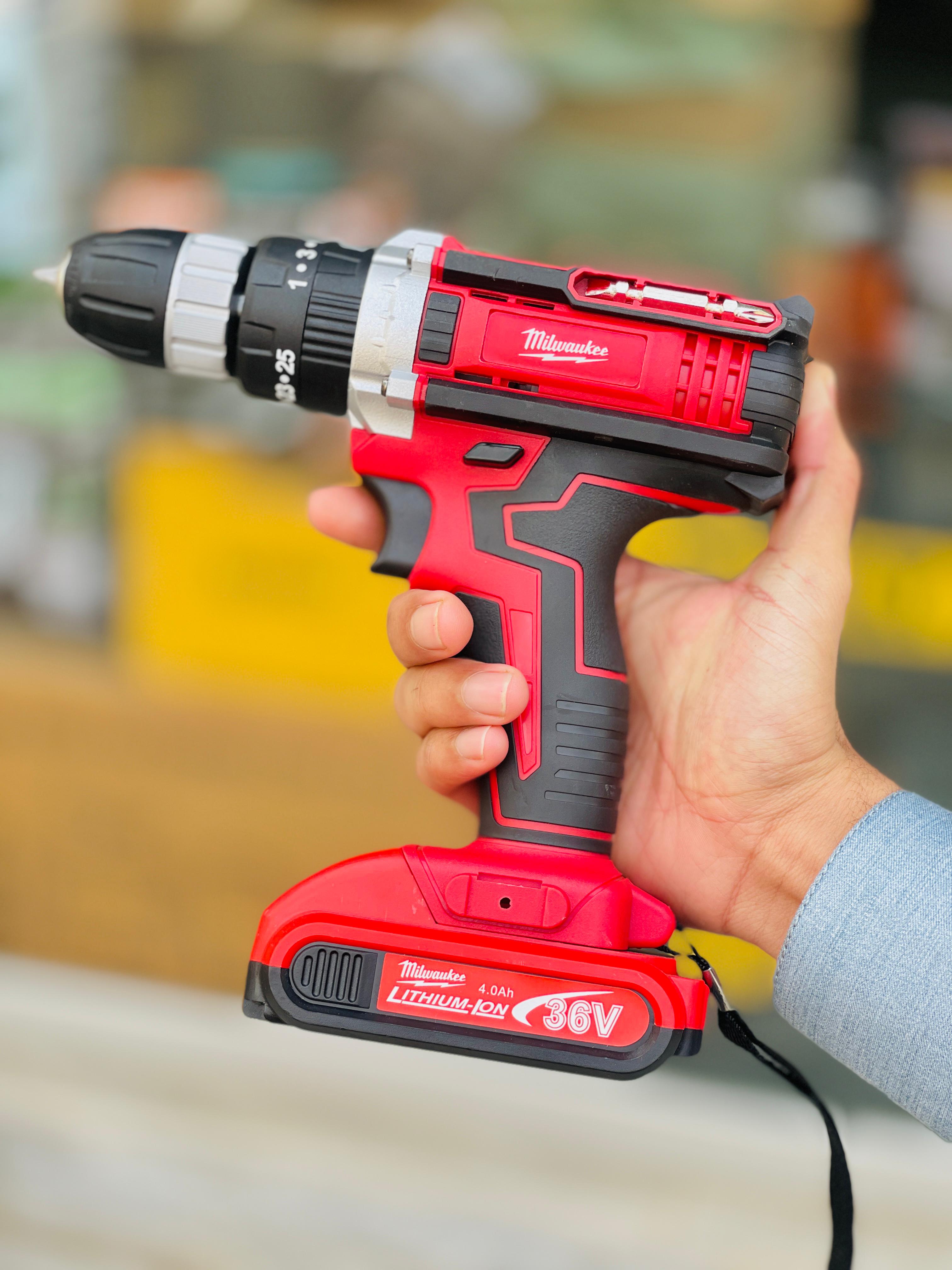 Milwaukee 36V Cordless Drill Machine Kit – 2 Batteries + Full Tool Set + Carry Case