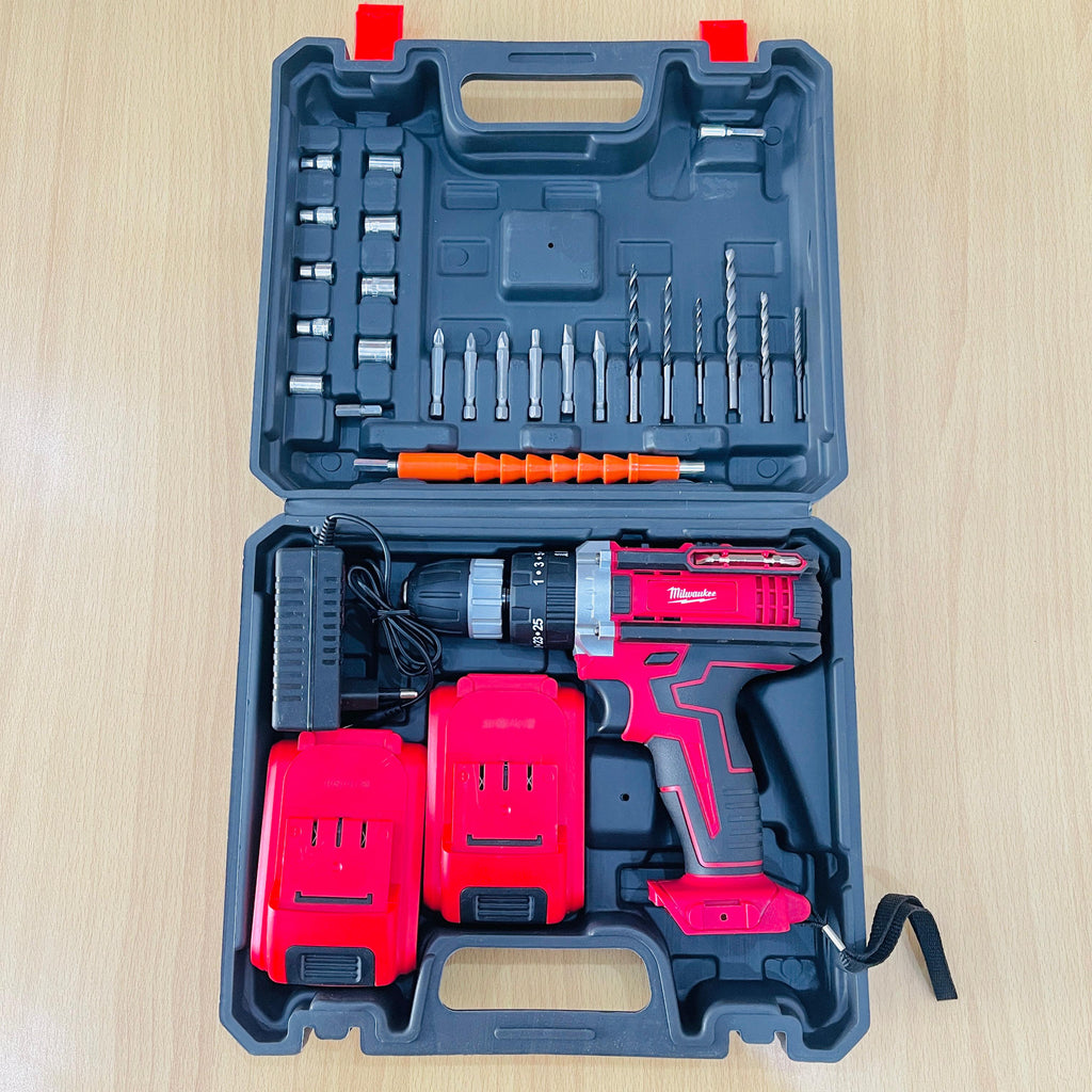 Milwaukee 36V Cordless Drill Machine Kit – 2 Batteries + Full Tool Set + Carry Case
