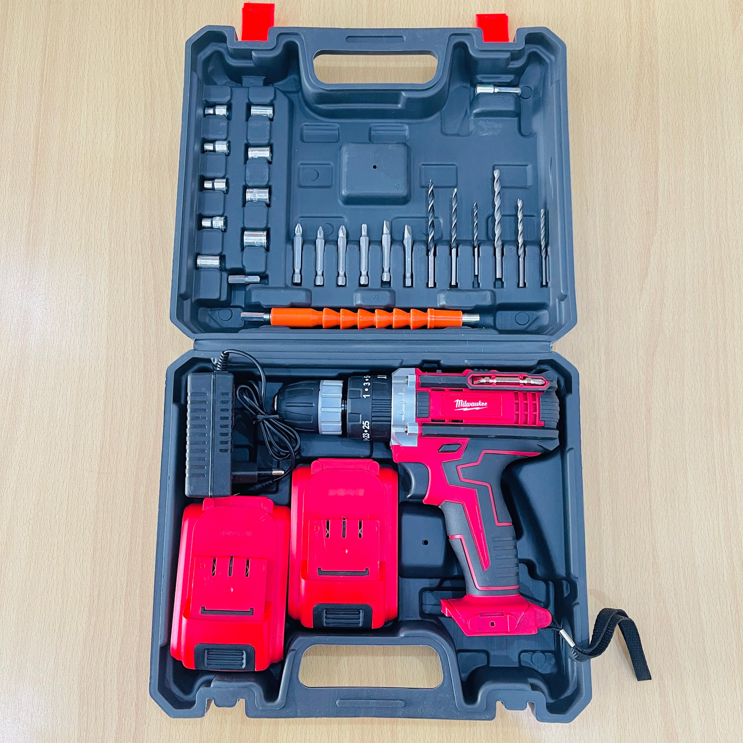 Milwaukee 36V Cordless Drill Machine Kit – 2 Batteries + Full Tool Set + Carry Case