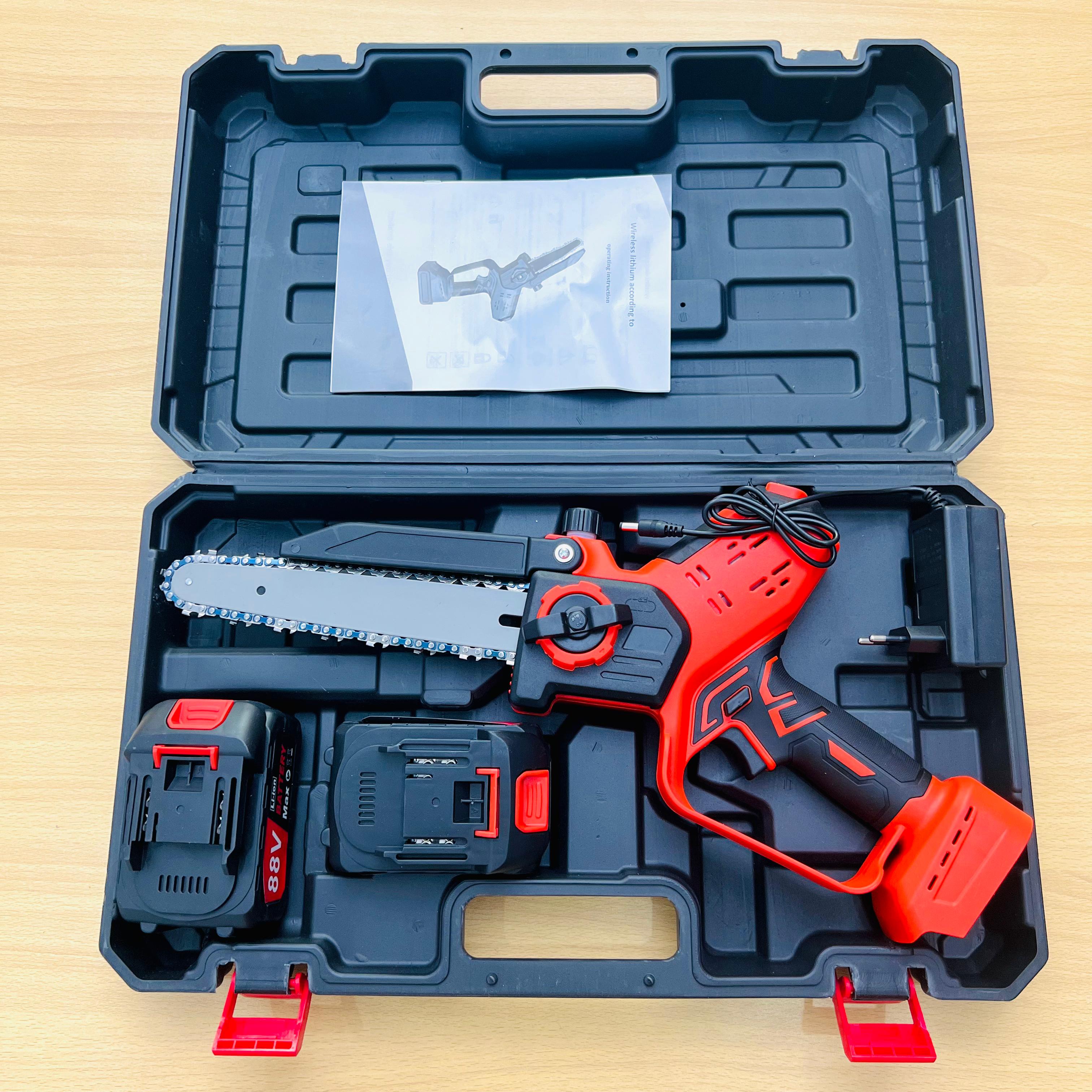 Rechargeable Electric Chainsaw 8 Inch | Powerful Cordless Wood Cutter with 2 Batteries & LCD Display
